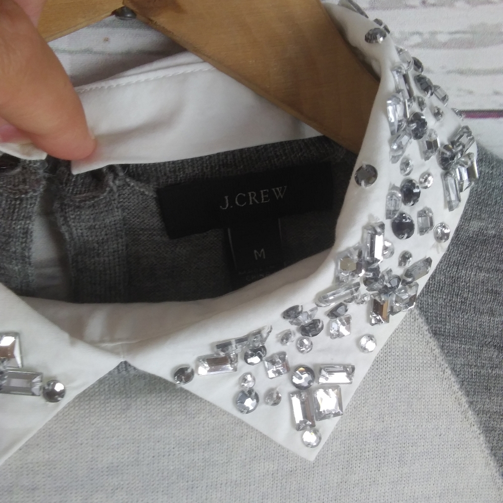 J.Crew Grey 3/4 sleeve removable collar - Picture 3 of 9